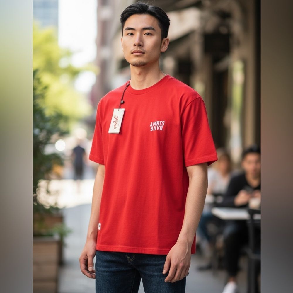 NWT RTGB Unisex Red Short Sleeve Ambitious Behavior Breast Pocket - Size Medium